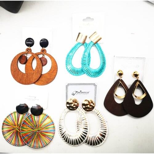 Free Shipping! Handmade metal Stud Wooden Earrings