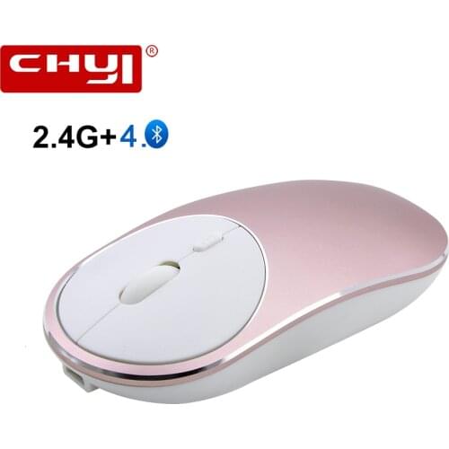 CHYI Bluetooth 4.0 + 2.4G Wireless Mouse Rechargeable Silent Aluminum Alloy Mouse USB Optical Computer Laser Mice For Notebook