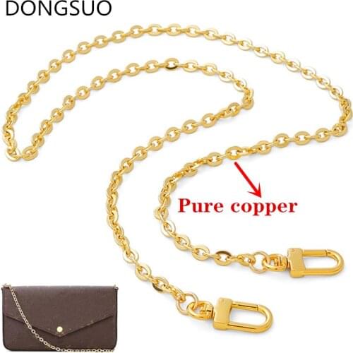O shape Pure copper metal chain 0.6CM 6MM straight K light gold designer purse bag strap handle replacement Accessories quality