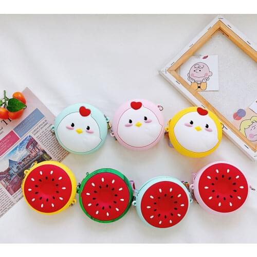 Cute Childrens Mini Shoulder Crossbody Bag Girls Baby Silica Gel Coin Purse Wallet Boys Kids Watermelon Small Messenger Bag