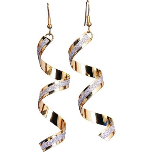 Long Drop Spiral Drop Earrings For Women Girls Gold Black Female Color Pendant Earring Fashion Ear Jewelry Long Tassel Earrings