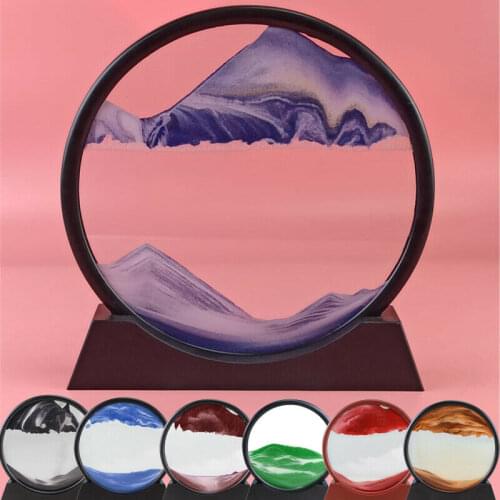 Moving Sand Art Picture Round Glass 3D Natural Landscape Flowing Sand Frame Hourglasses Decor For Home TP-Hot