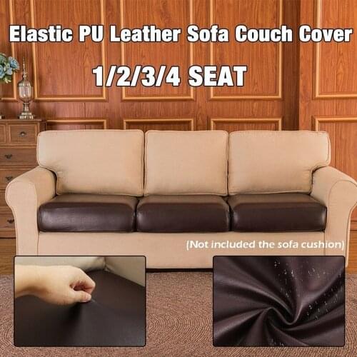 1/2/3/4 Seater Elastic PU Leather Waterproof Sofa Cushion Cover Modern Gray Brown Black Couch Cover Seat Protector Home Decor
