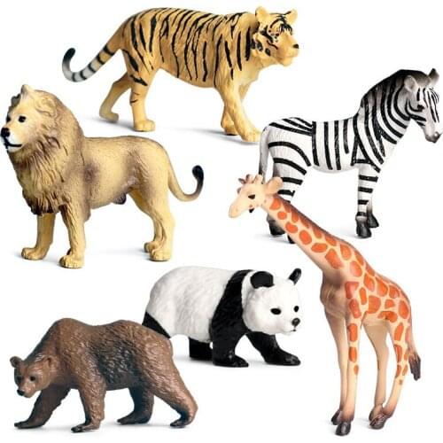 Original Wild AnimalsTiger zebra giraffe lion panda Model Action Figure Figurines Miniature Collection Toys For Kids