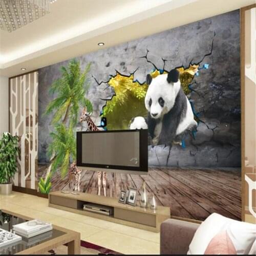 Mural Custom wallpaper papier peint mural 3d European hand painted paint illustration panda papel pintado pared