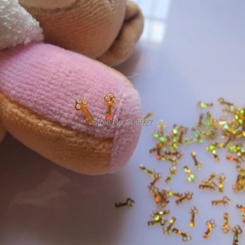 GD2-2 20g/bag Cute Laser Gold Key Nail Art Shinny Glitter Cute Decoration Nail Art Decoration
