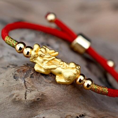 Chinese knot braided S999 pure silver gold-plated Pi xiu Feng Shui Gift bracelet for women and man Lucky Amulet Jewellery