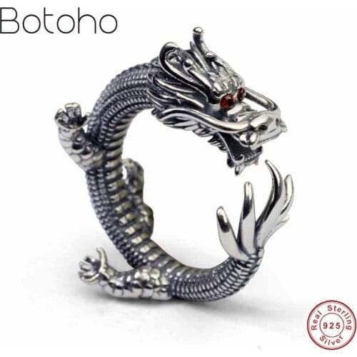 925 sterling silver colour Ring fashion jewelry Dragon Ring Vintage Mens 925 Thai Silver colour Ring Mens Jewelry charms ring