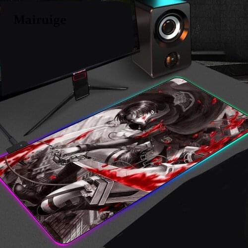 Anime Attack on Titan RGB Glow Mousepad Pad Gamer Carpet Computer Mouse Pad Led Gaming Drop shipping Gamer Mouse Desk Mats