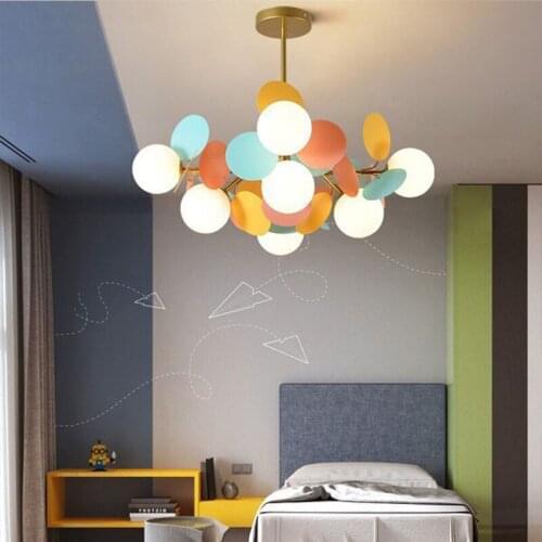 Colourful Cartoon Chandeliers Modern Led Ceiling Chandelier Lighting Children Room Light Living Room Hanglamp Globe Ball Lustre
