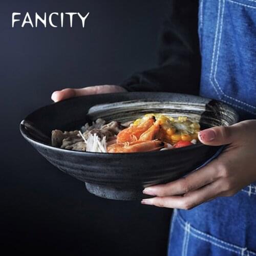 FANCITY Creative Ceramic Tableware Hat Bowl Fruit Bowl Vegetable Bowl Salad Bowl Noodle Bowl Soup Bowl Japanese Large Ramen Bowl