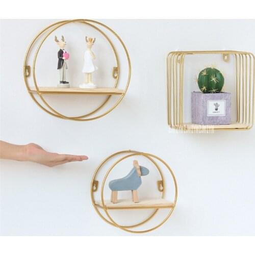 BG077 Creative Wall Hanging Mounted Iron Decoration Shelves Modern Simple Living Room Round Shelf Decorative Hanging Shelf
