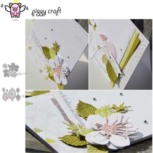 Piggy Craft metal cutting dies cut die mold Flower leaf decoration Scrapbook paper craft knife mould blade punch stencils dies