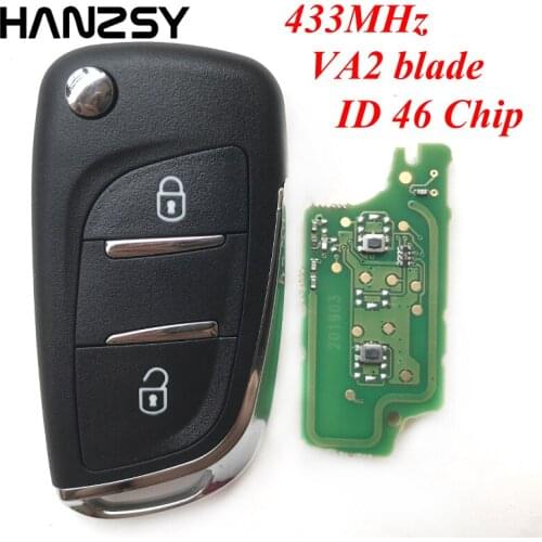 Modified 2 Buttons For Peugeot 308 307 207 208 408 Car Flip Folding Remote Key ID46 Chip VA2/HU83 Blade CE0536 433MHz