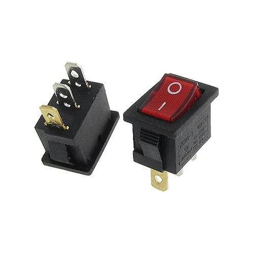 NEW!10 x AC 6A/250V 10A/125V Red Light Illuminated 3 Pin SPST On/Off Rocker Switch