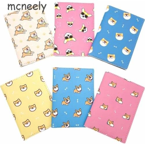 Cartoon Dog Passport Cover Leather Bank Credit Card Case Ticket Folder Men and Women Passport Holder 1PC