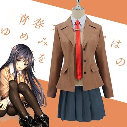 Sakurajima Mai Cosplay Costume Seishun Buta Yarou Series Women School Uniforms Halloween High School Girls Party Suits Drop ship