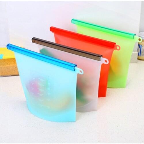 1500ML Silicone Storage Bag Waterproof Vacuum Sealed Bag Food Fruit Storage Bag Refrigerator Food Fresh bag
