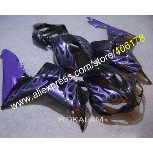 Body Work Kit For Honda CBR1000RR 2006 2007 CBR 1000 RR 06 07 Purple Flame Black Motorcycle Fairings (Injection Molding)