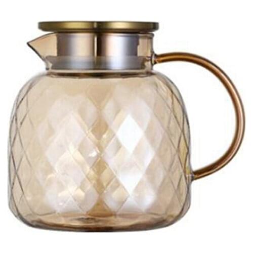Diamond Texture Glass Teapot Set Hot Cold Water Water Jug Coffee Pot Home Water Carafe Heat-Resistant Teapot