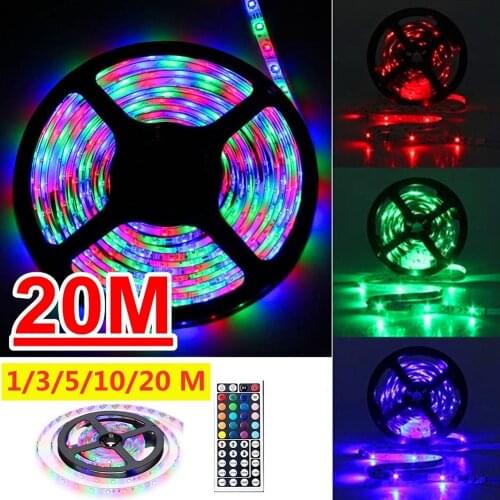 5/10/20m SMD 3528 LED Strip Light RGB Flexible Tape Ribbon Lamp with Remote Control for TV Desktop Screen Decorative Backlight