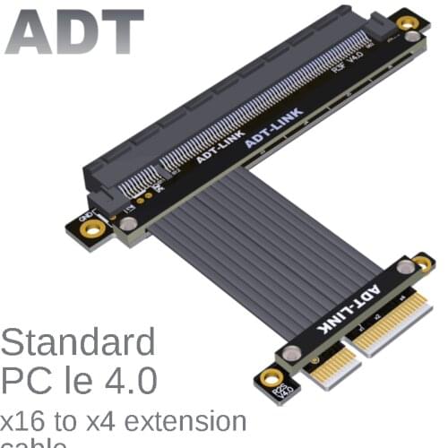 PCI-E x4 Graphics Video Cards Extension Cable x16 PCIe 4.0 16x to 4x Extender Riser high speed stability turnable lengthened 1U