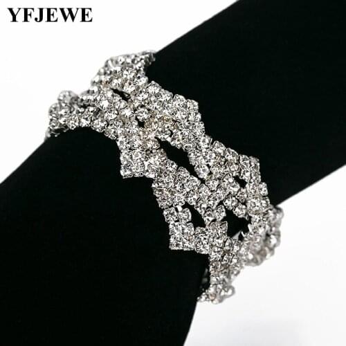 YFJEWE Vinterly Silver color Bracelet For Women Chain Link Crystals Bracelets & Bangles B173