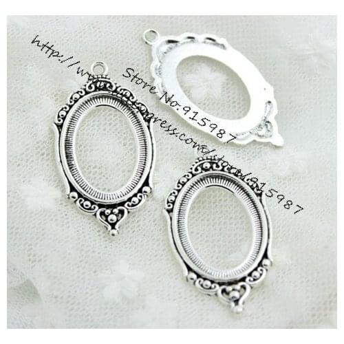 20pcs Antique Metal Cabochon Pendant Settings 24*43mm(Fit 18*25mm dia) Jewelry Pendant Blanks Fit Jewelry Making 6C1034