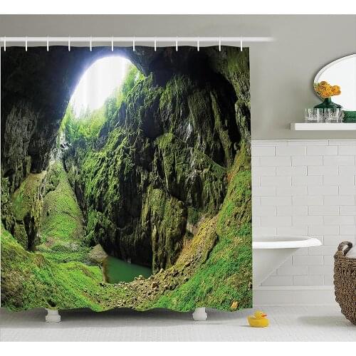 Natural Cave Shower Curtain Punkevni Cave in Czech Republic European Geological Formation Myst Hole Landscape Bathroom Curtains