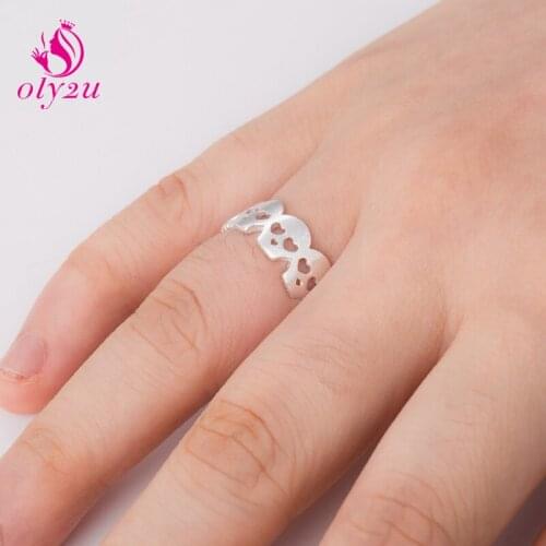 Oly2u Punk Skull Open Rings for Women Girls Halloween Gift Gothic Skeleton Street Fashion Jewelry