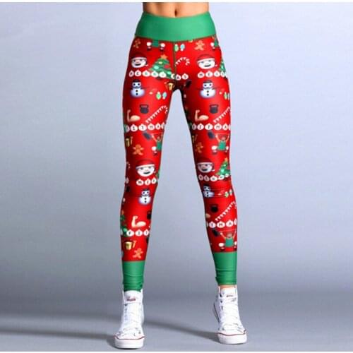Womens tracksuit Yoga Pants with Christmas Print Elastic High Waist Seamless Leggings Soft Pants for Christmas Party