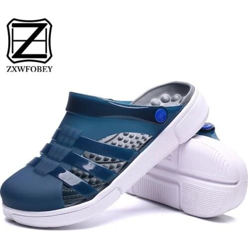 ZXWFOBEY Mens Sandals Clogs Slip On Garden Shoes Fur Lined Slides Indoor 2019 Fashion Summer Outdoor Slipper Beach Sport Shoes