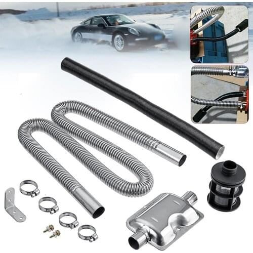 120cm Auto Exhaust Pipe Gas Hose 24mm Car Truck Portable Pipe Silencer Stainless Steel Muffler Clamps Bracket For Diesel Heater