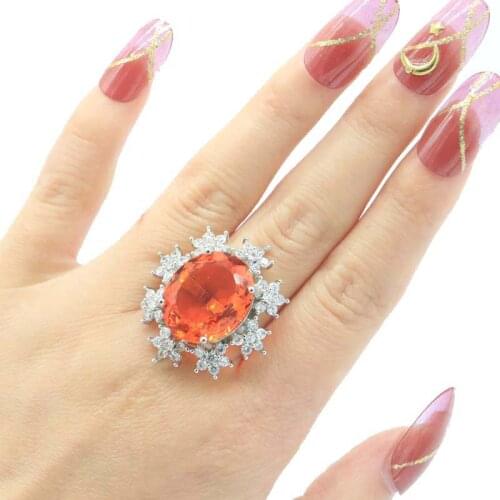 20x12mm SheCrown Lovely Cute Real Red Ruby Created Blue Aquamarine CZ For Ladies Daily Wear Silver Rings Drop Shipping