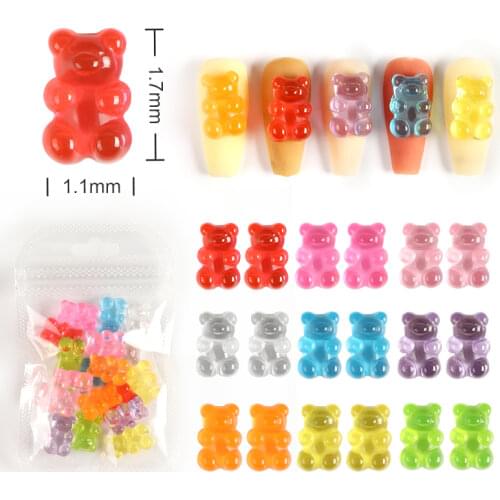 18pcs Nail Crystals Clear Bear Charms Nail Art Decorations 3D Resin Kawaii Nails Accessories Manicure DIY Design Salon Supplies