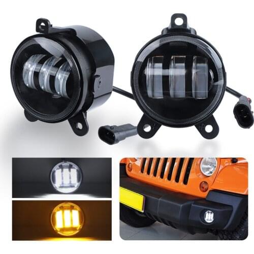 2PCS 3.5 Inch Dual color led Fog Lamp 30W 6000K White 3000K Round Led Fog Light Amber Fit For Lada for Lada Priora