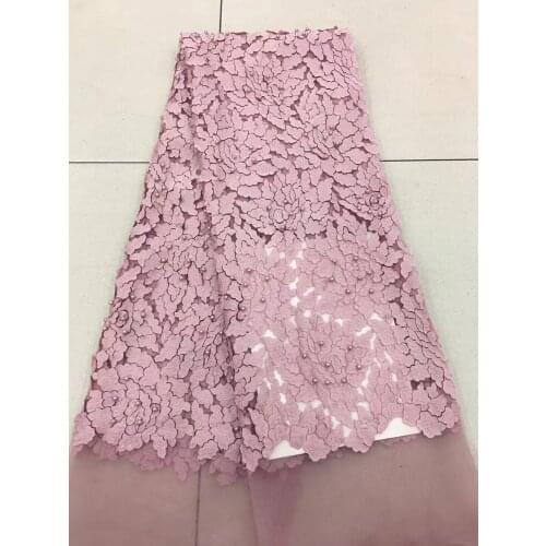 2021 Embroidery Mesh TulLe Lace Fabric 5yards Flower Pattern Beaded African Lace Fabrics Wholesale For Wedding Party D24091