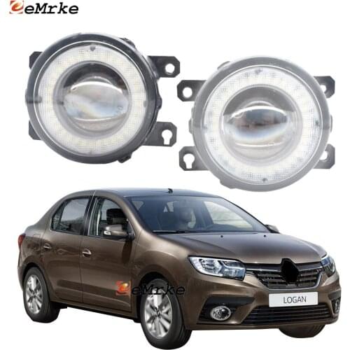 2x Car Lens LED Fog Lights Angel Eye DRL Daytime Running Light Lamp for Renault Logan CIS-spec 2018 2019 2020