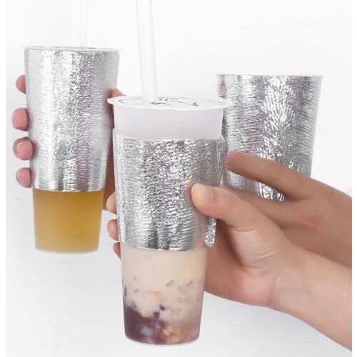 30 Collapsible Aluminum Foil Insulation Cup Sleeves Hot Drink Cups Insulator Covers Coffee Tea Mug Pouch Foldable Bottle Sleeve