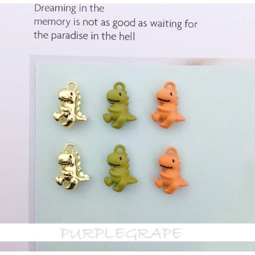 Alloy painted jewelry cute cartoon stereo dinosaur pendant DIY earrings earrings bracelet accessories materials 6pcs