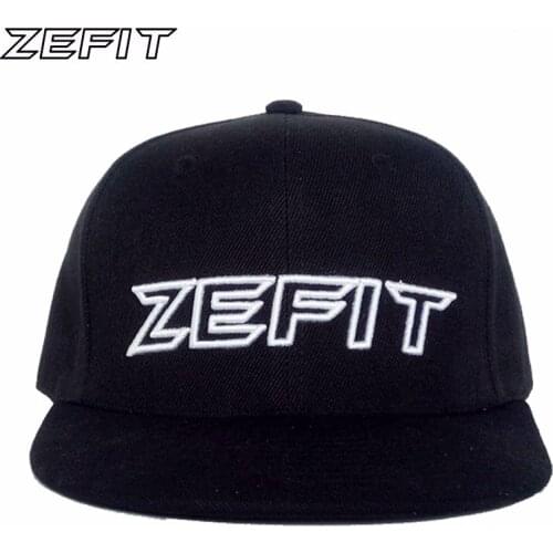 Zefit Fitted Flat Brim Baseball Caps Acrylic Full Closure Fashion 3D Embroidery Black Hats