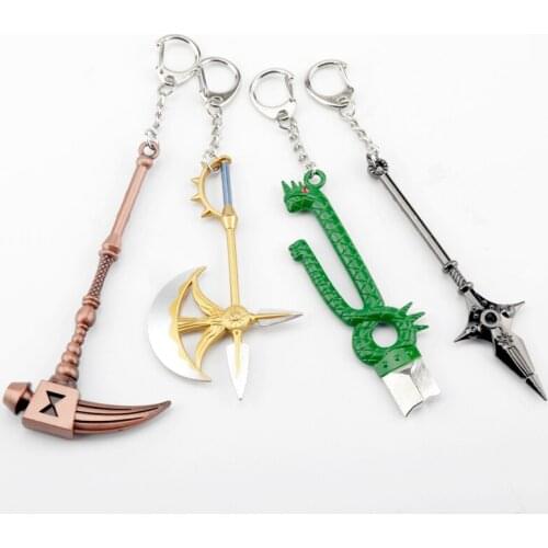 The Seven Deadly Sins Key Chain Axe Rhitta Spear Alloy Keychain Accessories Pendant Key Ring Charms Keychains for Ladies