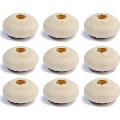 Natural Wooden Beads 40pcs/lot 8x14mm Round with 4mm Big Hole Spacer Charms Wood Beads for Bracelets Necklace Jewelry Making