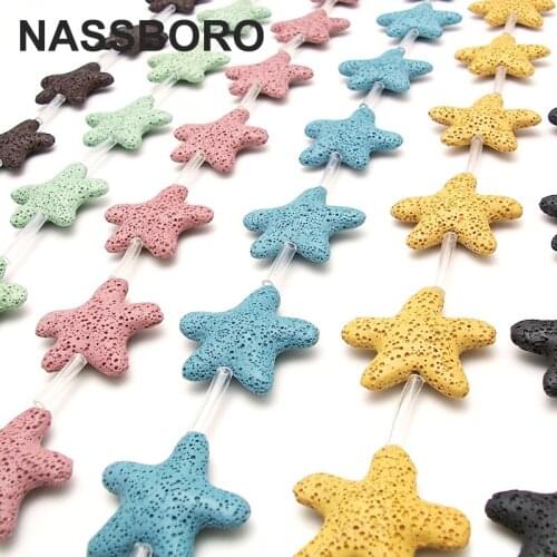 Natural Stone Beads Candy Star Shape Lava beads Charms Spacer Loose Stone Beads for jewelry making Diy Bracelet NASSBORO