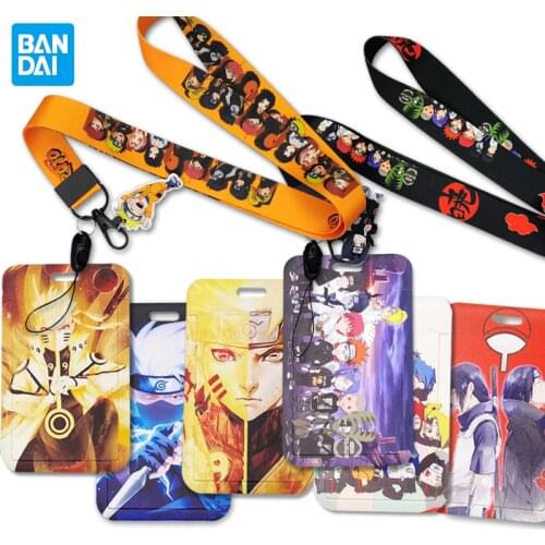 Anime Narutoes Card Cover Kawaii Cartoon Figure Student Campus Card Uchiha Sasuke ID Card Case Holder Lanyard Cosplay Kids Gifts