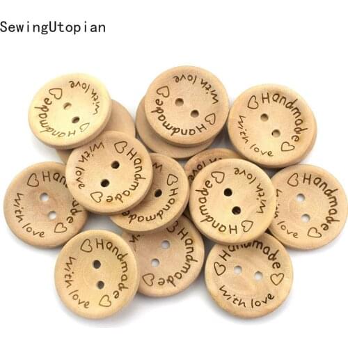 50PCS 15/20/25mm Wood Buttons for Sewing Scrapbooking Clothing Headwear Handmade Crafts Home Decor Accessories Wooden Button