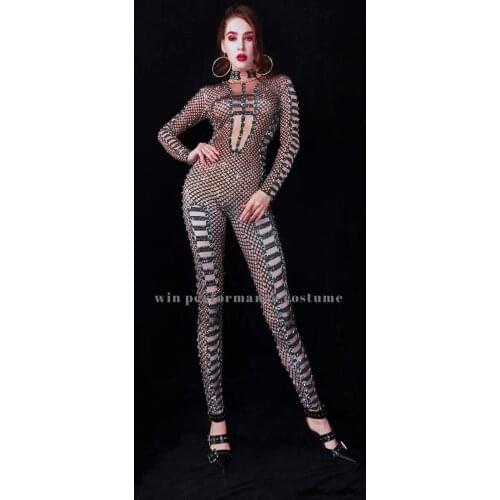 Exotic costume stocking tights mesh Hollow out pattern performance wear party pole dancing jazz jumpsuit10313