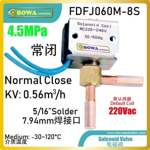 8mm solder type solenoid valve switches on/off hot gas defrost in commerce refrigerated cabinets, walk-in cooler & freezers