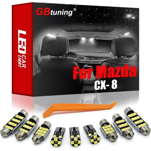 GBtuning Canbus 10PCS For Mazda CX- 8 KG 2017 2018 2019 2020+ Vehicle LED Interior Dome Map Trunk Lamp Accessories Light Kit