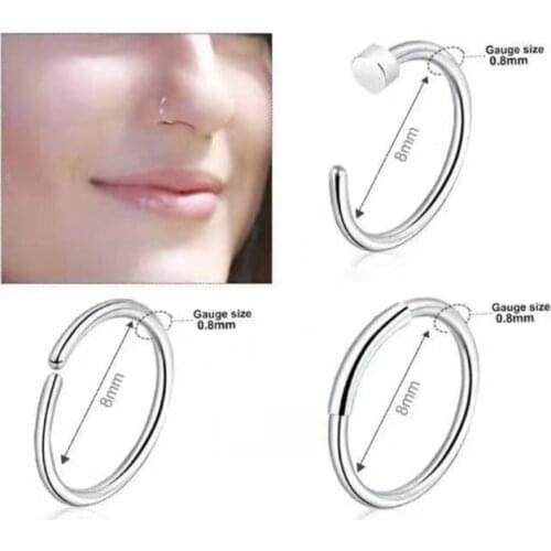 36 Pcs Titanium Steel Nose Rings Nose Piercings Jewelry Nose Rings Hoops Nose Studs Screw for Women Men Gifts